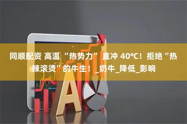 同顺配资 高温 “热势力” 直冲 40℃！拒绝“热辣滚烫”的牛生！_奶牛_降低_影响