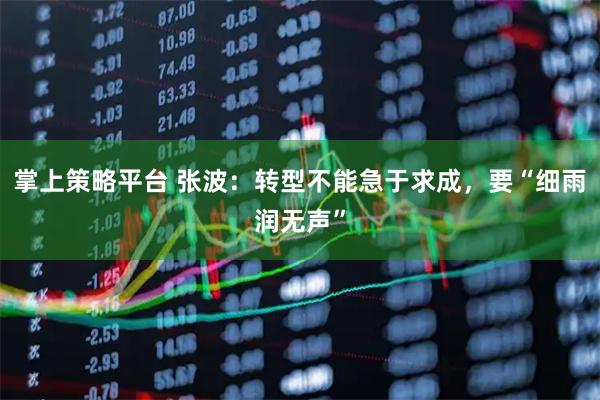 掌上策略平台 张波：转型不能急于求成，要“细雨润无声”
